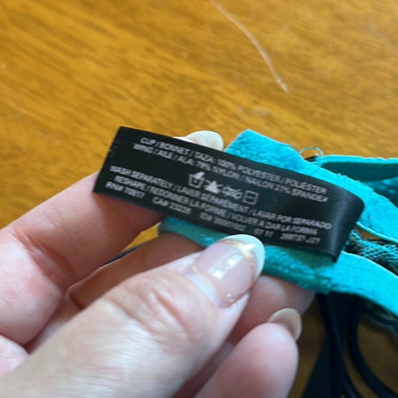 Victorias Secret Push Up Bra 34B Teal Black Sexy Little Things VGUC - Picture 7 of 8
